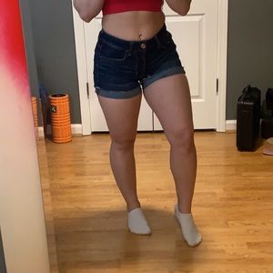Size 2 American Eagle Hi Rise Shortie Dark Wash Denim Shorts